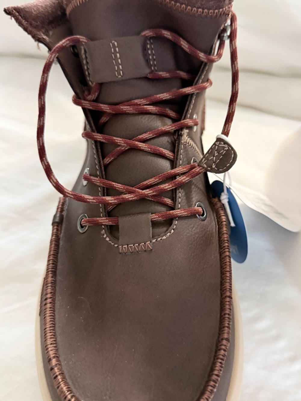 Hey Dude Men's Dark Brown Lace-Up Casual Boots with Red-Brown Laces - Picture 7 of 7